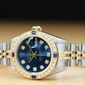 Rolex 18k Ladies Blue Sapphire Watch! Mint!